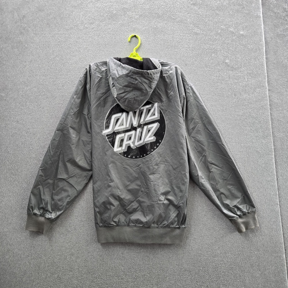 Santa Cruz Men Jacket L Gray Lining Nylon Polyester Activewear Zipper